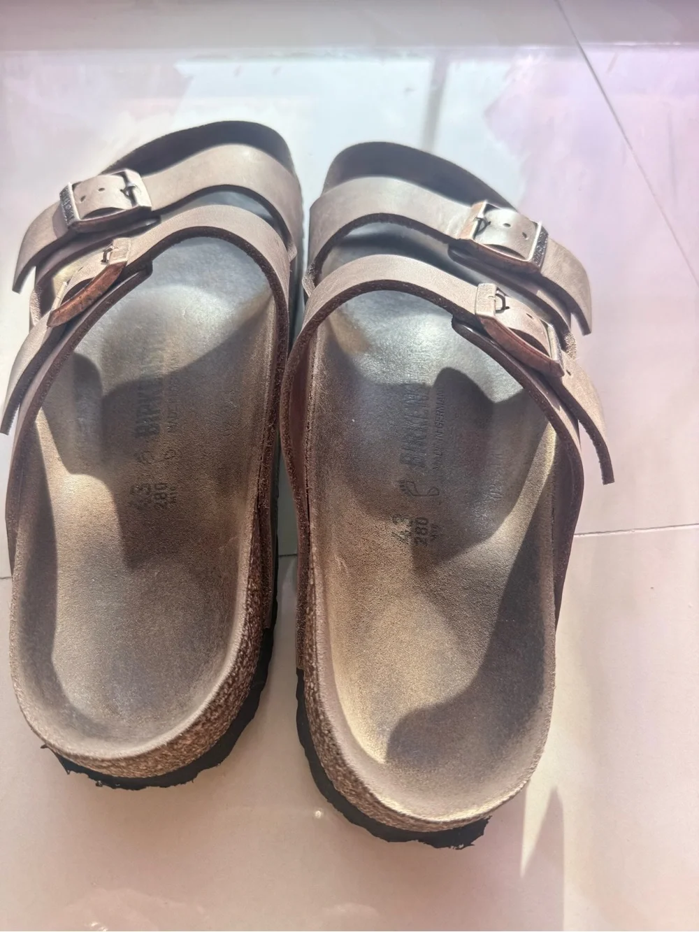 Birkenstock Men's Double Strap Metallic Bronze Sandals